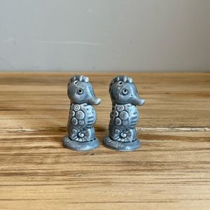 New Seahorse Ceramic Grayish Blue Salt And Pepper Shakers